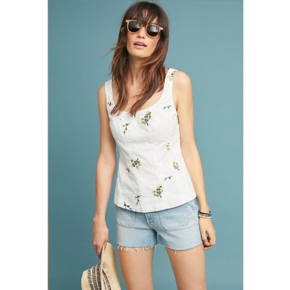 NEW Anthropologie Dandelion Embroidered Peplum Top
